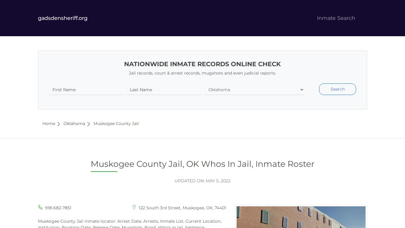 Muskogee County Jail, OK Inmate Roster, Whos In Jail