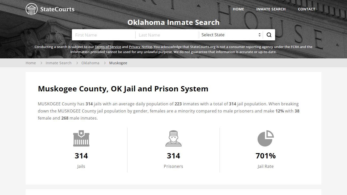 Muskogee County, OK Inmate Search - StateCourts